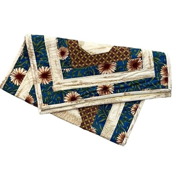 Handmade Quilted Table Runner Wall Hanger Country Patchwork Farmhouse Sunflowers - Picture 3 of 11